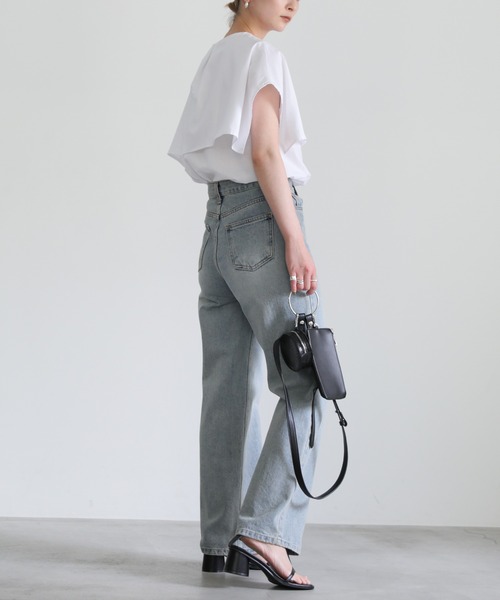 select MOCA（セレクトモカ）の「ビッグカラーノースリーブブラウス（シャツ/ブラウス・レディース・ブラック/オフホワイト・FREE）」の6枚目の写真