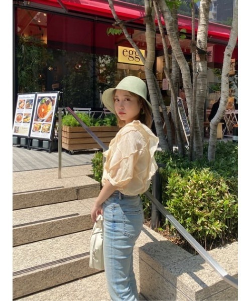 SLY（スライ）の「HAND MADE PAPER TULIP HAT ハンドメイド ペーパー チューリップ ハット（ハット・レディース・キャメル/ライトカーキ・FREE）」の16枚目の写真