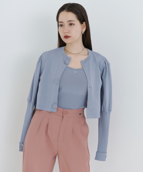 TINA：JOJUN（ティーナジョジュン）の「リブニット キャミソール TINA：JOJUN（キャミソール・レディース・ネイビー/サックスブルー/ピンク・M）」の3枚目の写真