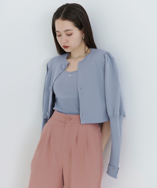 TINA：JOJUN（ティーナジョジュン）の「リブニット キャミソール TINA：JOJUN（キャミソール・レディース・ネイビー/サックスブルー/ピンク・M）」の11枚目の写真