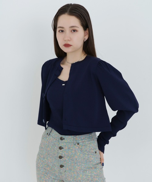 TINA：JOJUN（ティーナジョジュン）の「リブニット キャミソール TINA：JOJUN（キャミソール・レディース・ネイビー/サックスブルー/ピンク・M）」の12枚目の写真