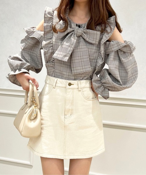 apres jour(アプレジュール)の「【セットアップ可能】台形デニムスカート【ZOZOTOWN限定アイテム】(スカート・レディース・ダークブルー/オフホワイト/ピンク・LARGE/MEDIUM/SMALL/X-LARGE)」の5枚目の写真