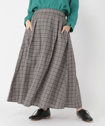 リネン100タックフレアスカート