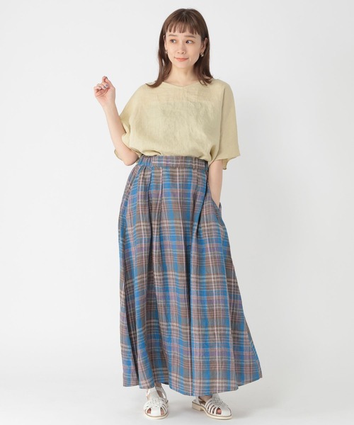 studio CLIP（スタディオクリップ）の「リネン100タックフレアスカート（スカート・レディース・その他1/その他2/ブルー・MEDIUM/LARGE）」の9枚目の写真