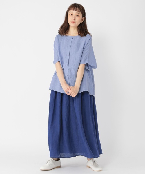 studio CLIP（スタディオクリップ）の「リネン100タックフレアスカート（スカート・レディース・その他1/その他2/ブルー・MEDIUM/LARGE）」の10枚目の写真