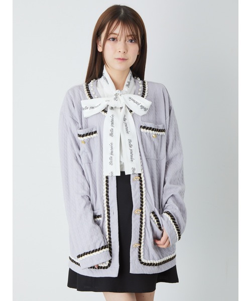 Ank Rouge(アンクルージュ)の「ジャガードロングカーデ(カーディガン/ボレロ・レディース・ブラック/ブルー/アイボリー・M)」の3枚目の写真