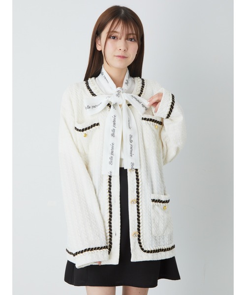 Ank Rouge(アンクルージュ)の「ジャガードロングカーデ(カーディガン/ボレロ・レディース・ブラック/ブルー/アイボリー・M)」の2枚目の写真