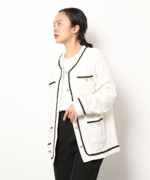 Ank Rouge(アンクルージュ)の「ジャガードロングカーデ(カーディガン/ボレロ・レディース・ブラック/ブルー/アイボリー・M)」の14枚目の写真