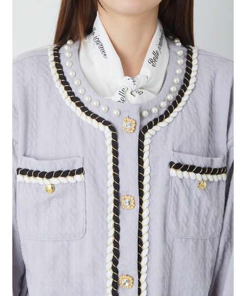 Ank Rouge(アンクルージュ)の「ジャガードロングカーデ(カーディガン/ボレロ・レディース・ブラック/ブルー/アイボリー・M)」の5枚目の写真