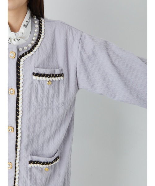 Ank Rouge(アンクルージュ)の「ジャガードロングカーデ(カーディガン/ボレロ・レディース・ブラック/ブルー/アイボリー・M)」の6枚目の写真