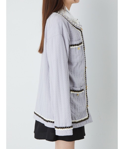 Ank Rouge(アンクルージュ)の「ジャガードロングカーデ(カーディガン/ボレロ・レディース・ブラック/ブルー/アイボリー・M)」の7枚目の写真