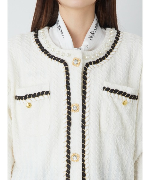 Ank Rouge(アンクルージュ)の「ジャガードロングカーデ(カーディガン/ボレロ・レディース・ブラック/ブルー/アイボリー・M)」の10枚目の写真