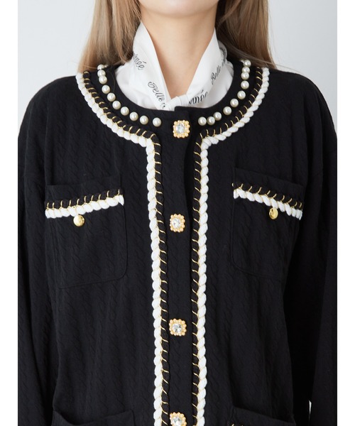 Ank Rouge(アンクルージュ)の「ジャガードロングカーデ(カーディガン/ボレロ・レディース・ブラック/ブルー/アイボリー・M)」の11枚目の写真