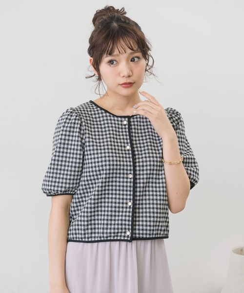 ems excite(エムズエキサイト)の「パフ袖ギンガムCT(Tシャツ/カットソー・レディース・ホワイト系その他/ブラウン系その他/グリーン系その他・FREE)」の17枚目の写真