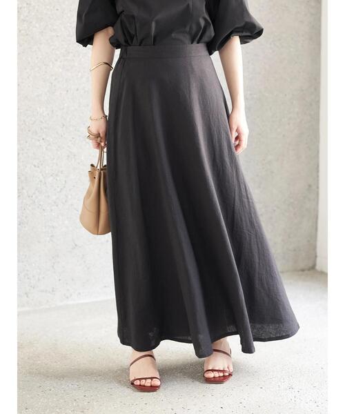 earth music&ecology（アースミュージックアンドエコロジー）の「麻混フレアスカート(無地)（スカート・レディース・ブラック/グリーン系その他3・S/M）」の3枚目の写真