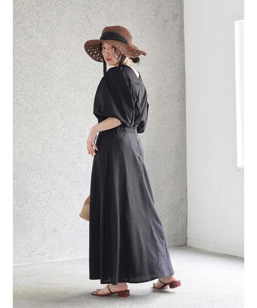 earth music&ecology（アースミュージックアンドエコロジー）の「麻混フレアスカート(無地)（スカート・レディース・ブラック/グリーン系その他3・S/M）」の7枚目の写真