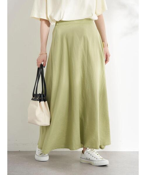 earth music&ecology（アースミュージックアンドエコロジー）の「麻混フレアスカート(無地)（スカート・レディース・ブラック/グリーン系その他3・S/M）」の8枚目の写真