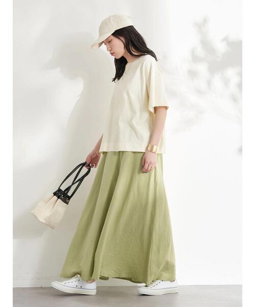 earth music&ecology（アースミュージックアンドエコロジー）の「麻混フレアスカート(無地)（スカート・レディース・ブラック/グリーン系その他3・S/M）」の11枚目の写真