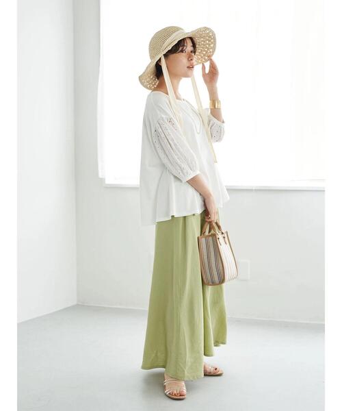 earth music&ecology（アースミュージックアンドエコロジー）の「麻混フレアスカート(無地)（スカート・レディース・ブラック/グリーン系その他3・S/M）」の13枚目の写真