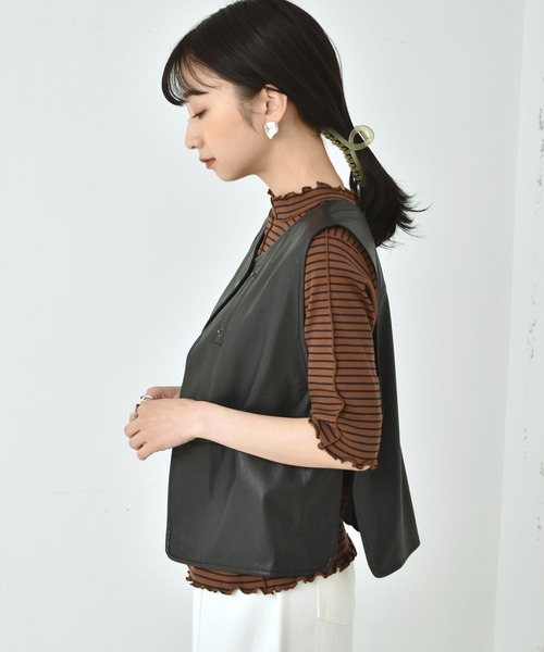 RETRO GIRL(レトロガール)の「ドット釦ベスト(ベスト・レディース・ブルー/オフホワイト/ブラック・FREE)」の14枚目の写真