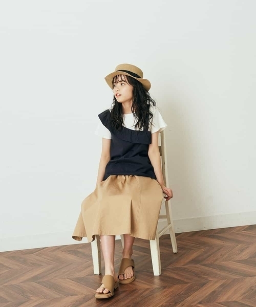 a.v.v（アーヴェヴェ）の「[KIDS]ブレードカンカン帽（ハット・キッズ・ベージュ/ブラウン・54）」の9枚目の写真