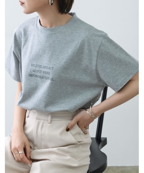Re:EDIT(リエディ)の「メッセージロゴTシャツ(Tシャツ/カットソー・レディース・オレンジ/ホワイト/杢グレー/グリーン・LARGE/MEDIUM)」の4枚目の写真