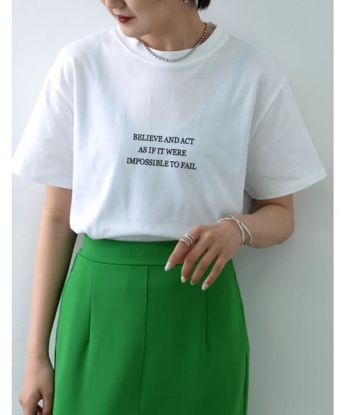 Re:EDIT(リエディ)の「メッセージロゴTシャツ(Tシャツ/カットソー・レディース・オレンジ/ホワイト/杢グレー/グリーン・LARGE/MEDIUM)」の3枚目の写真