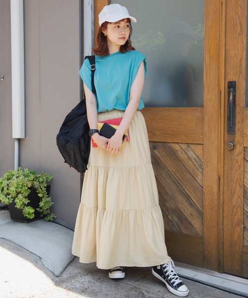 Crisp（クリスプ）の「ショルダータックTシャツ（Tシャツ/カットソー・レディース・ホワイト/ブルー・FREE）」の3枚目の写真