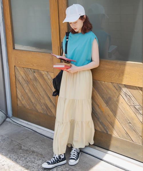 Crisp（クリスプ）の「ショルダータックTシャツ（Tシャツ/カットソー・レディース・ホワイト/ブルー・FREE）」の5枚目の写真