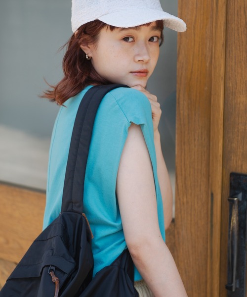 Crisp（クリスプ）の「ショルダータックTシャツ（Tシャツ/カットソー・レディース・ホワイト/ブルー・FREE）」の6枚目の写真