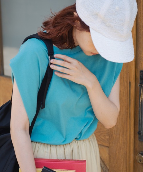 Crisp（クリスプ）の「ショルダータックTシャツ（Tシャツ/カットソー・レディース・ホワイト/ブルー・FREE）」の8枚目の写真