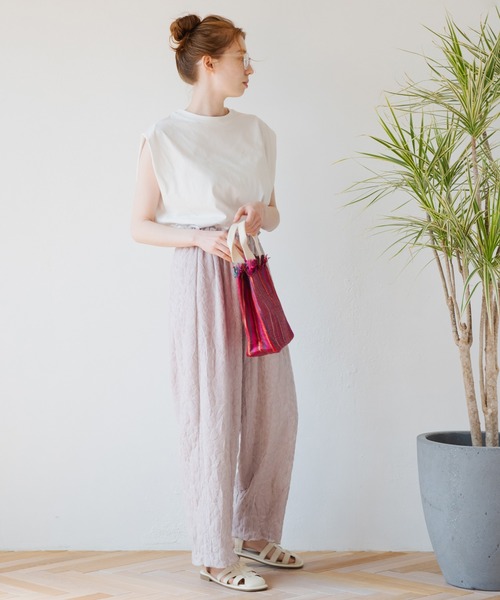 Crisp（クリスプ）の「ショルダータックTシャツ（Tシャツ/カットソー・レディース・ホワイト/ブルー・FREE）」の11枚目の写真