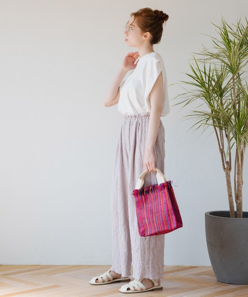 Crisp（クリスプ）の「ショルダータックTシャツ（Tシャツ/カットソー・レディース・ホワイト/ブルー・FREE）」の12枚目の写真