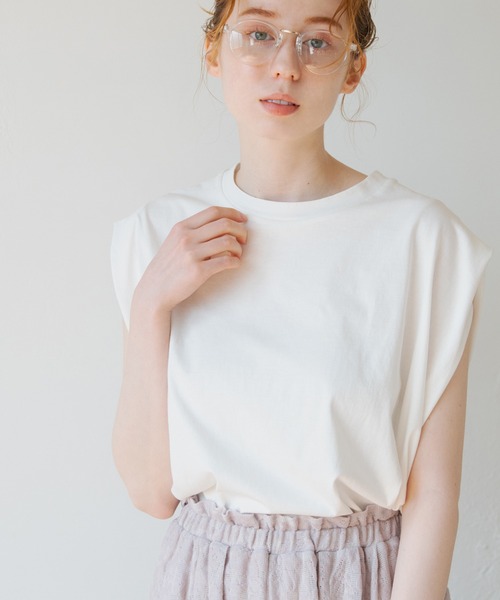 Crisp（クリスプ）の「ショルダータックTシャツ（Tシャツ/カットソー・レディース・ホワイト/ブルー・FREE）」の15枚目の写真