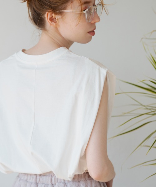 Crisp（クリスプ）の「ショルダータックTシャツ（Tシャツ/カットソー・レディース・ホワイト/ブルー・FREE）」の17枚目の写真