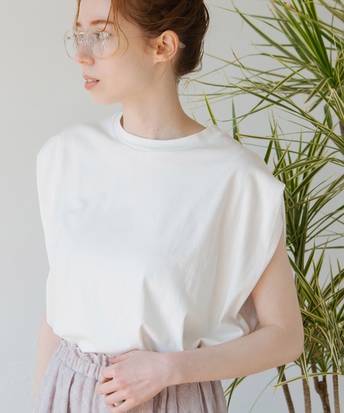 Crisp（クリスプ）の「ショルダータックTシャツ（Tシャツ/カットソー・レディース・ホワイト/ブルー・FREE）」の18枚目の写真