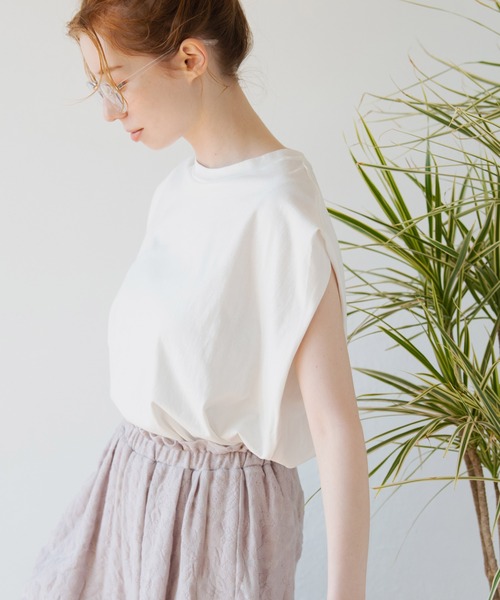 Crisp（クリスプ）の「ショルダータックTシャツ（Tシャツ/カットソー・レディース・ホワイト/ブルー・FREE）」の19枚目の写真