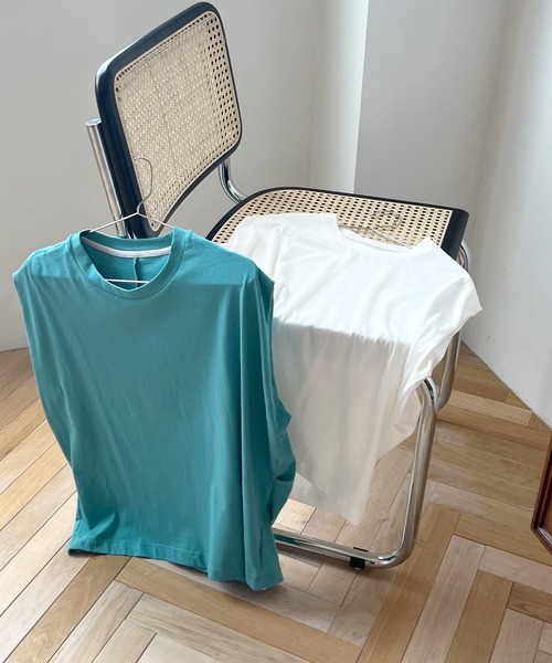 Crisp（クリスプ）の「ショルダータックTシャツ（Tシャツ/カットソー・レディース・ホワイト/ブルー・FREE）」の20枚目の写真