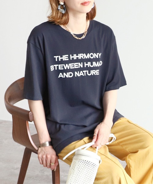 reca(レカ)の「カジュアルロゴプリントTシャツ(Tシャツ/カットソー・レディース・ネイビー/グレー/オフホワイト・FREE)」の3枚目の写真