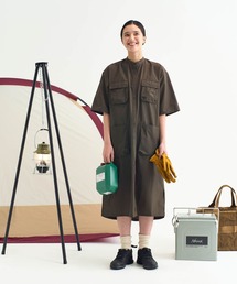 C/N RIPSTOP CAMP SHIRT DRESS/コットン ナイロン リップストップキャンプシャツドレス