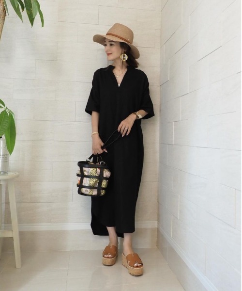 Bonjour Sagan（ボンジュールサガン）の「半袖ワンピース（ワンピース・レディース・ブラック・FREE）」の4枚目の写真