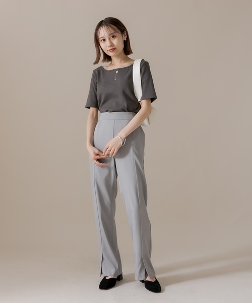 mline（エムライン）の「[mline] センタースリットパンツ（デニムパンツ・レディース・グレー/オリーブ/グリーン・2/1）」の11枚目の写真