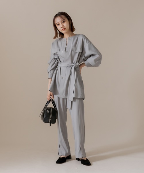 mline（エムライン）の「[mline] センタースリットパンツ（デニムパンツ・レディース・グレー/オリーブ/グリーン・2/1）」の13枚目の写真