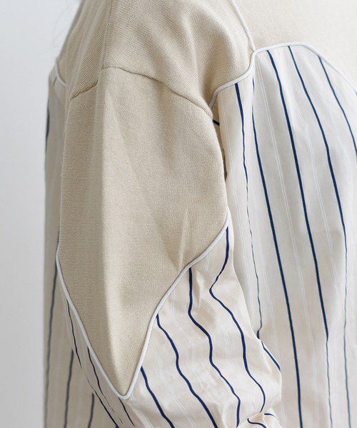 ストライプドッキングニットトップス