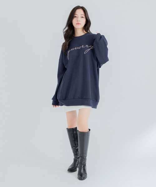 qumerry.（キュメリ）の「ロゴスウェットプルオーバー（スウェット・レディース・ホワイト/ネイビー/ブラウン・FREE）」の13枚目の写真