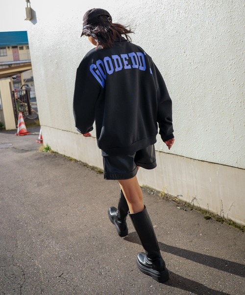 ZIP FIVE(ジップファイブ)の「【ZIP FIVE】【e.g.】オーバーサイズフリースハーフジッププルオーバー ワンポイント刺繍スウェット トラックジャケット(スウェット・レディース・ブラック/ネイビー/ブラウン/アイボリー/杢グレー・MEDIUM/LARGE/X-LARGE)」の9枚目の写真