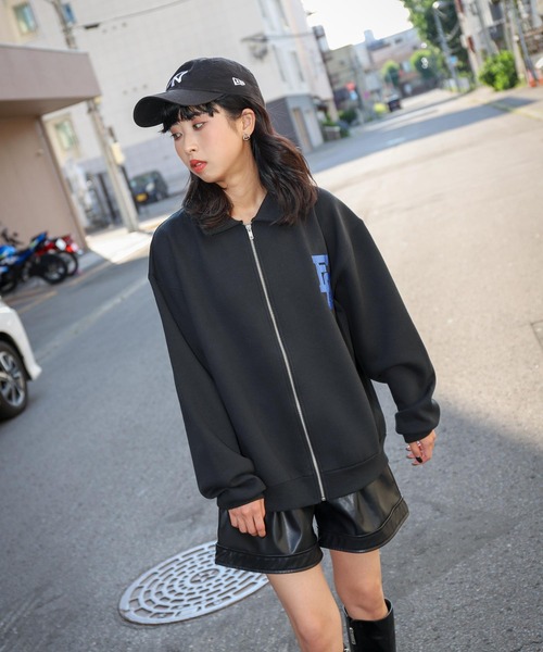 ZIP FIVE(ジップファイブ)の「【ZIP FIVE】【e.g.】オーバーサイズフリースハーフジッププルオーバー ワンポイント刺繍スウェット トラックジャケット(スウェット・レディース・ブラック/ネイビー/ブラウン/アイボリー/杢グレー・MEDIUM/LARGE/X-LARGE)」の6枚目の写真