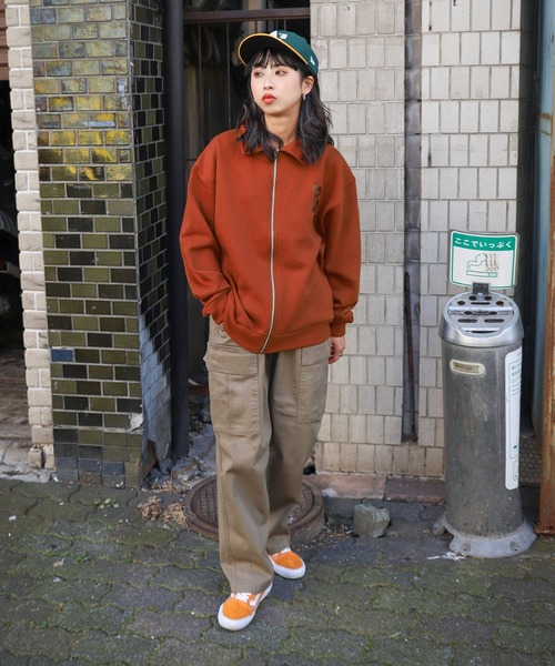 ZIP FIVE(ジップファイブ)の「【ZIP FIVE】【e.g.】オーバーサイズフリースハーフジッププルオーバー ワンポイント刺繍スウェット トラックジャケット(スウェット・レディース・ブラック/ネイビー/ブラウン/アイボリー/杢グレー・MEDIUM/LARGE/X-LARGE)」の11枚目の写真