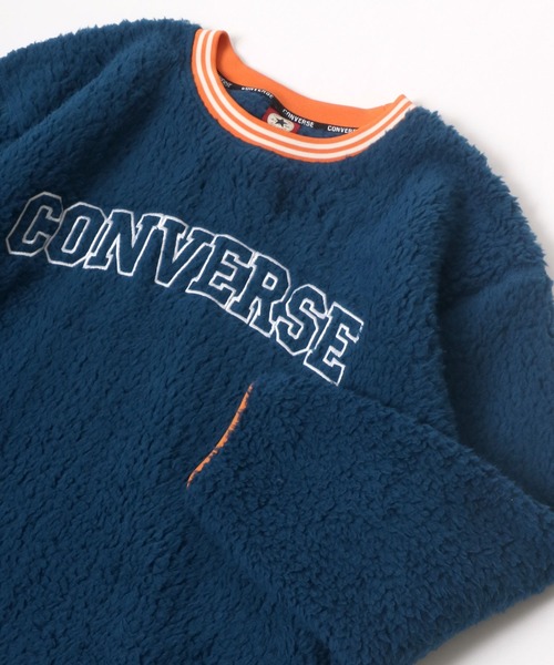 CONVERSE（コンバース）の「CONVERSE/コンバース オーバーサイズ ワンポイントロゴ刺繍 カレッジ リンガー リブライン ボアスウェット レディース メンズ トレーナー トップス（スウェット・レディース・ブラック/ダークブラウン/グリーン/ブルーグリーン/オフホワイト/ブルー・LL/M/L）」の5枚目の写真