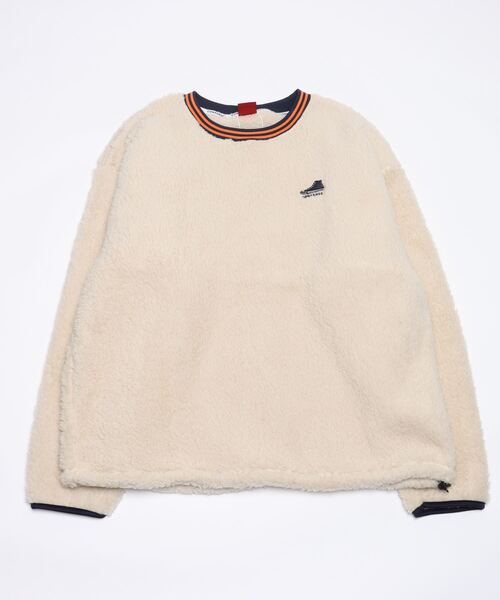 CONVERSE（コンバース）の「CONVERSE/コンバース オーバーサイズ ワンポイントロゴ刺繍 カレッジ リンガー リブライン ボアスウェット レディース メンズ トレーナー トップス（スウェット・レディース・ブラック/ダークブラウン/グリーン/ブルーグリーン/オフホワイト/ブルー・LL/M/L）」の9枚目の写真